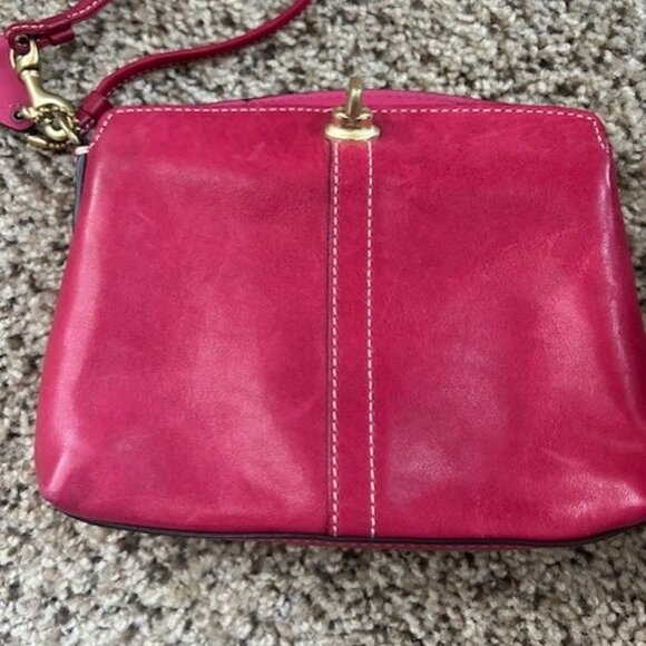 Hot Pink Coach Leather Wristlet - Picture 2 of 8